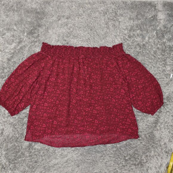 Lane Bryant Red Off-Shoulder Top - Picture 2 of 8